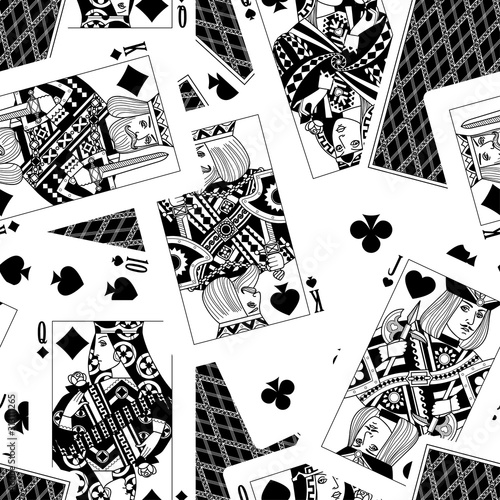 Playing cards seamless pattern background
