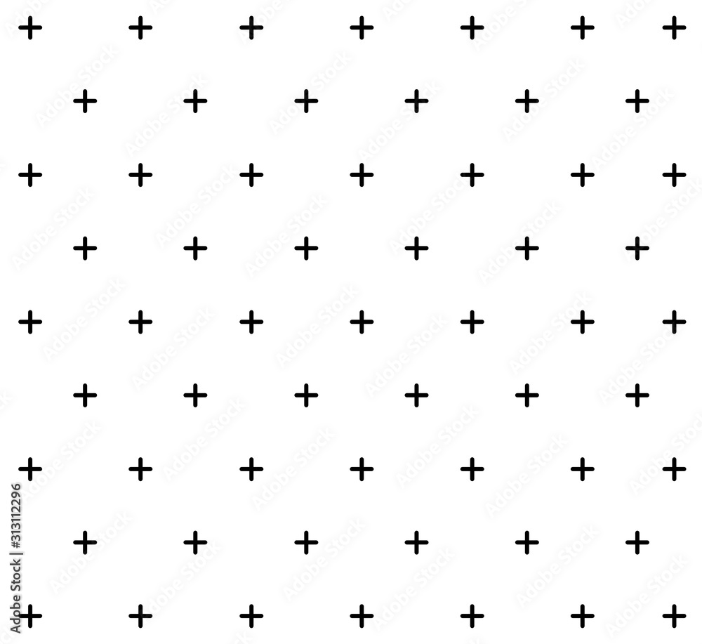 Obraz premium black and white fashion prints patterns made with '+' plus sign.seamless geometric monochrome cross pattern.Seamless crosses pattern