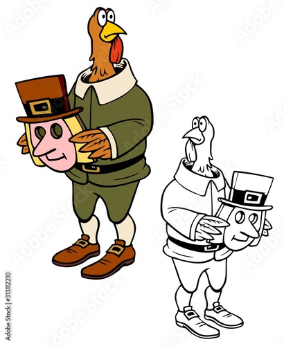 Turkey disguised as a pilgrim for thanksgiving. 