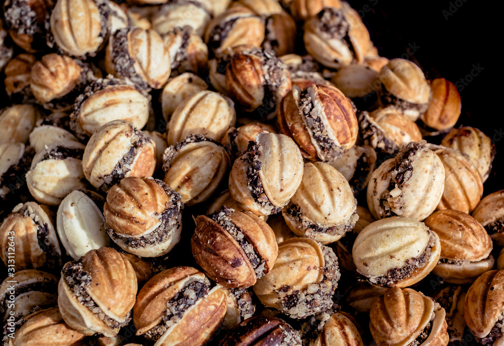 Walnuts Shape Cookies with Chocolate Filling Walnuts Shape Cookies with Chocolate Filling