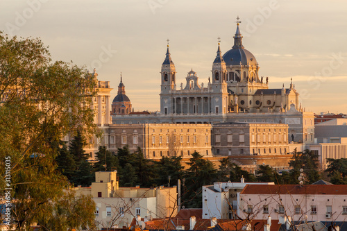 Photography Almuneda cathedral and the royal palace in Madrid, Spain
