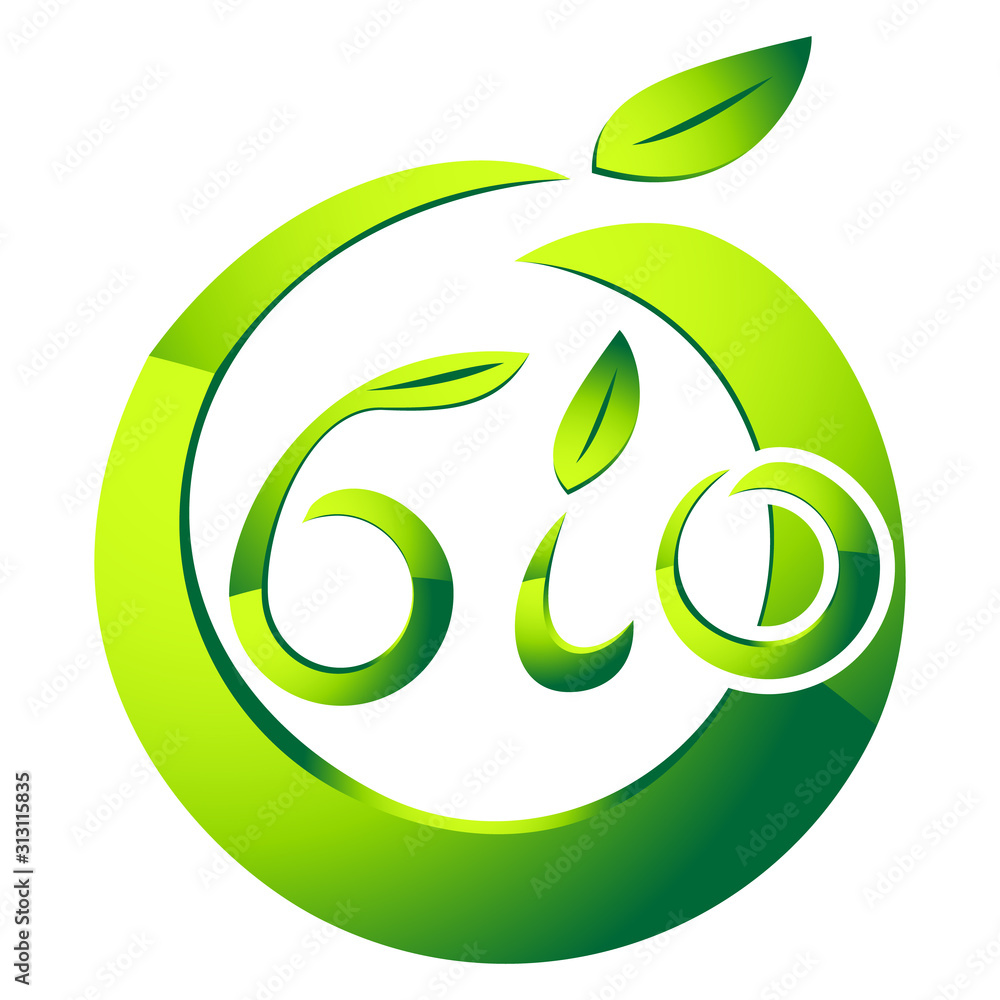 Bio Logo - Apfel mit grünem Blatt Bio Logo - Apfel mit grünem Blatt