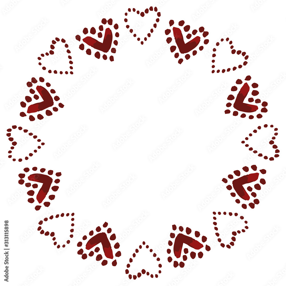 valentine s day frame made of hand drawn watercolor hearts. valentine s day frame made of hand drawn watercolor hearts.