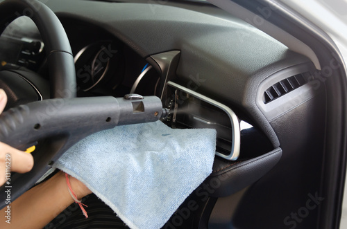 Cleaning of car air conditioner © khunkornStudio
