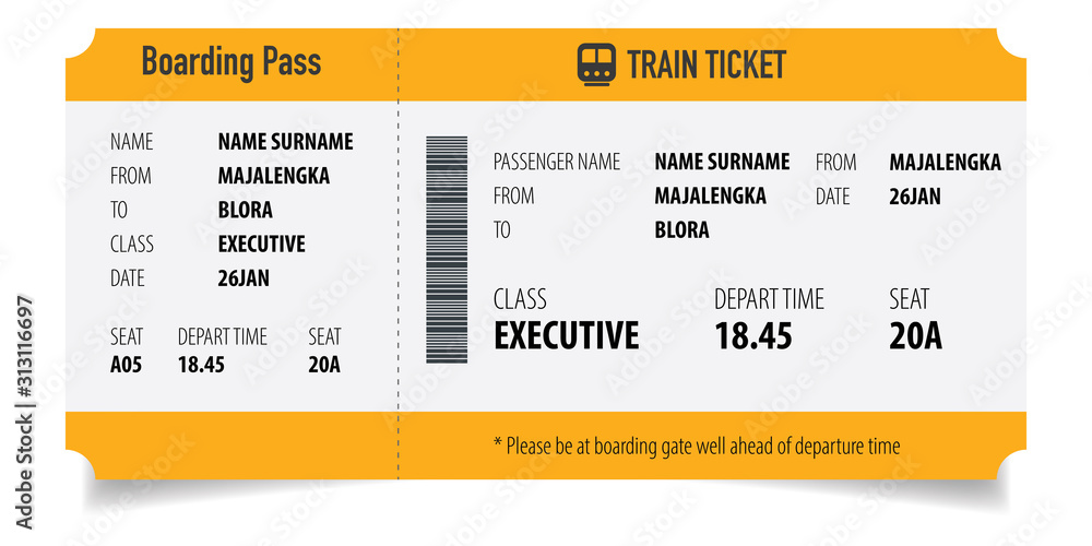 Vecteur Stock Creative Train Ticket Concept Design. Modern Train Ticket |  Adobe Stock