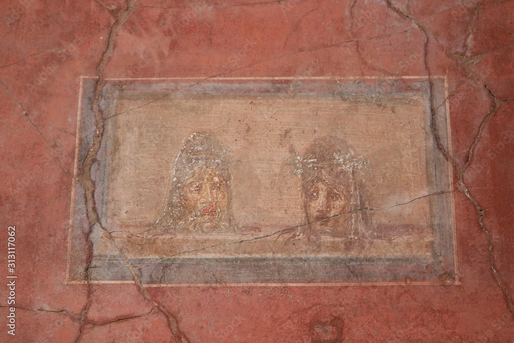 Ancient Pompeii ruins interior art 