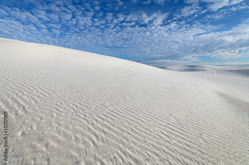 Ripples in the white gypsum sand of White Sands National Park in New Mexico