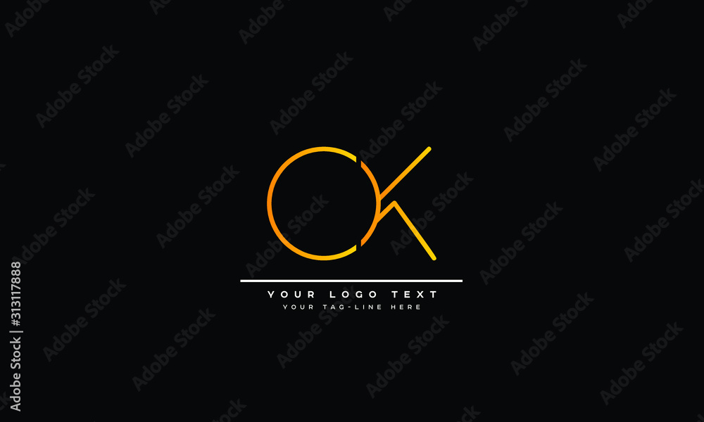 OK ,KO ,O ,K  Letter Logo Design with Creative Modern Typography - obrazy, fototapety, plakaty 