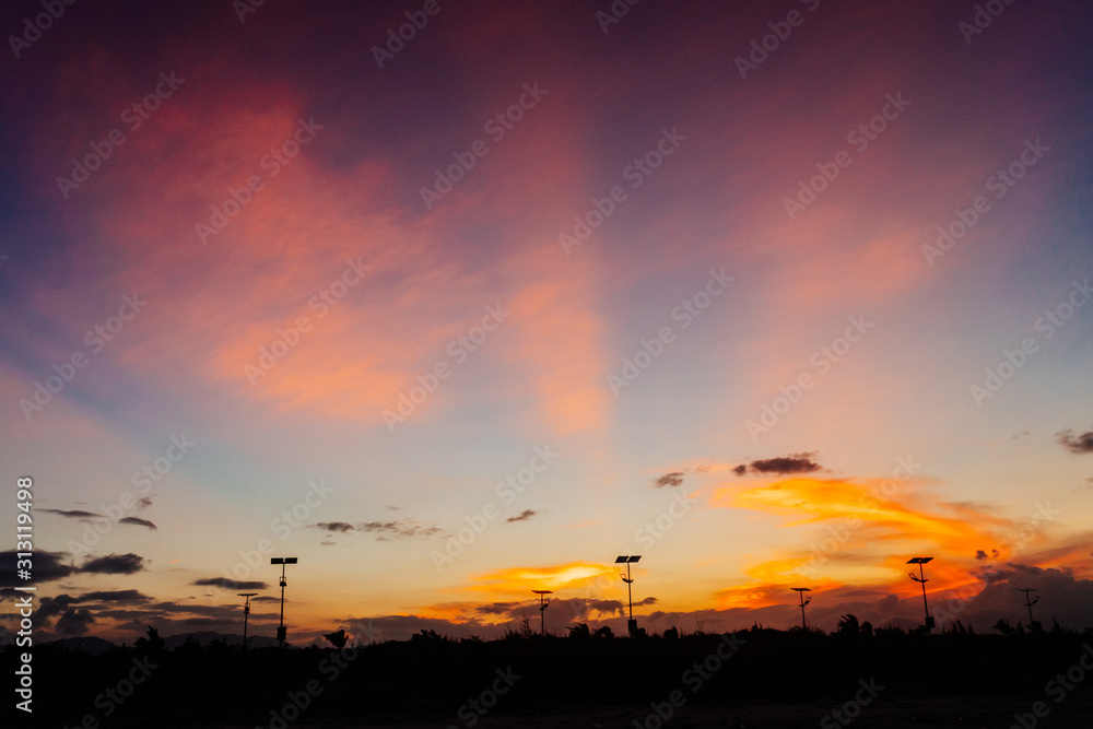 Fototapeta premium Sunset sky colors. Sunset sky warm colors background