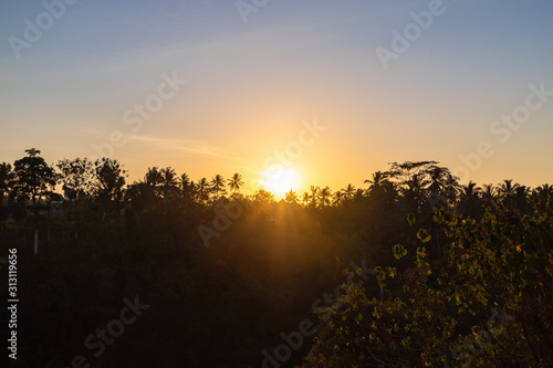 Sunrise sky over the famous Campuhan Ridge Walk in Ubud, Bali, Indonesia