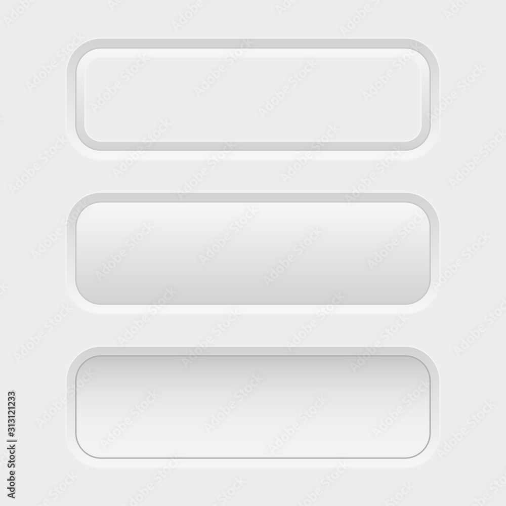 White interface buttons. Normal and pushed White interface buttons. Normal and pushed