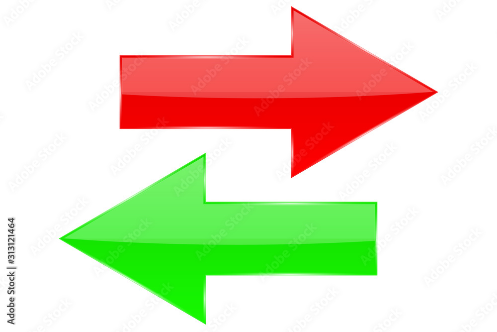 Red and green arrows