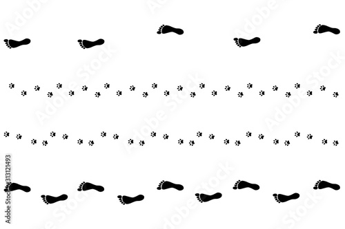 dog and human footprints tracks vector