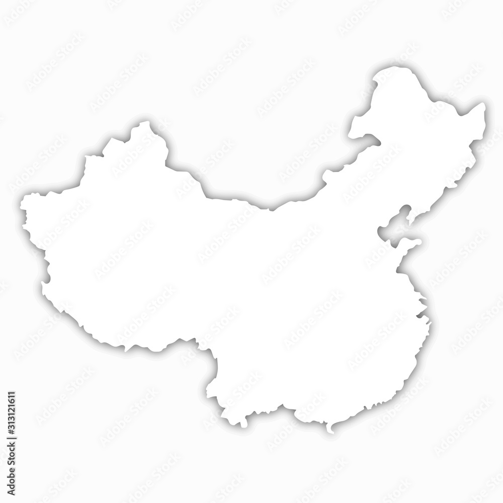 china map white background realistic isolated vector