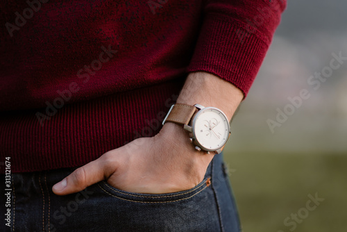 man with wrist watch