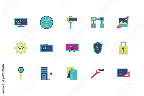Isolated website code icon set vector design