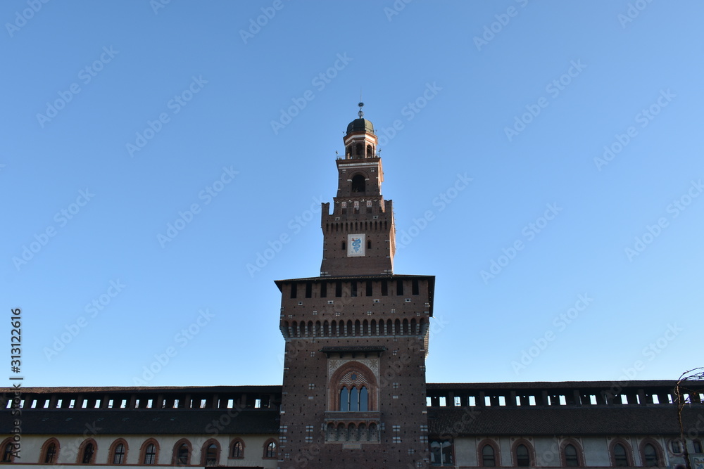 Sforzesco castle in Milano sunny