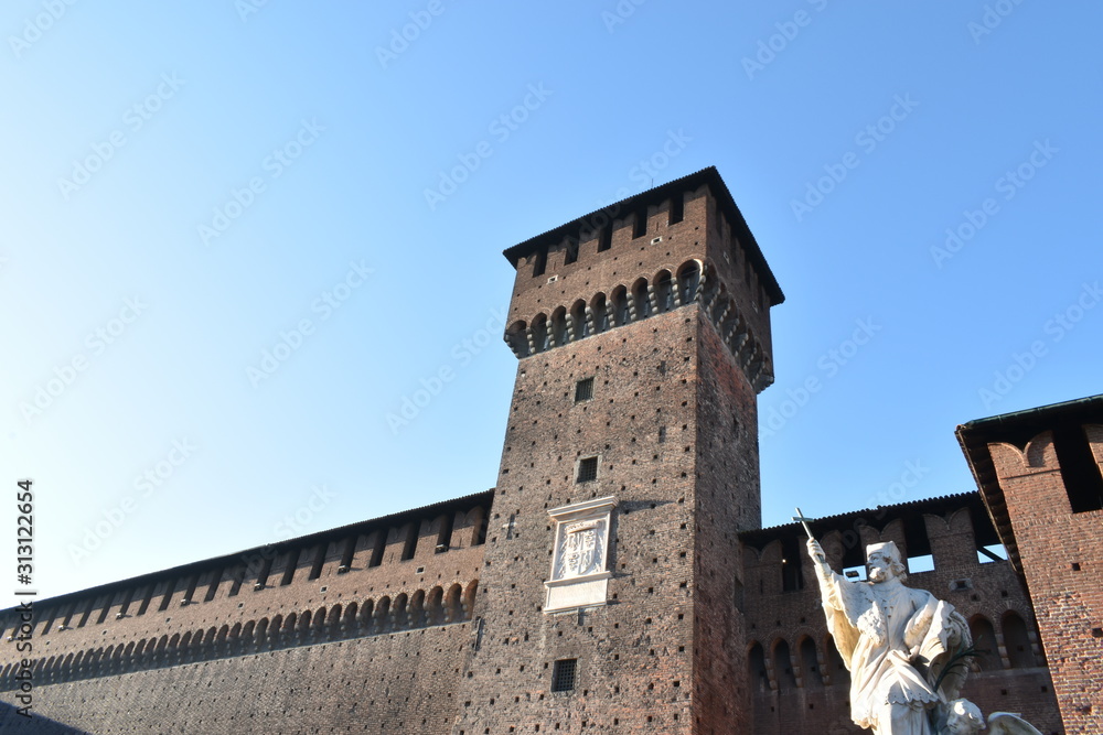 Sforzesco castle in Milano sunny