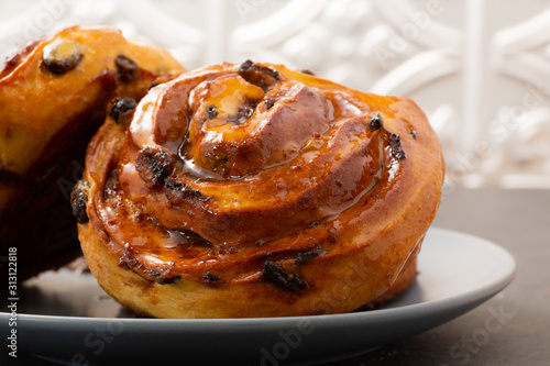 Cinnamon bun swirled with raisins