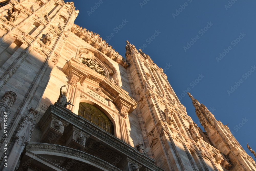 Milan cathedral front at an angle