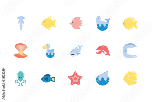 Isolated sea life icon set vector design © djvstock