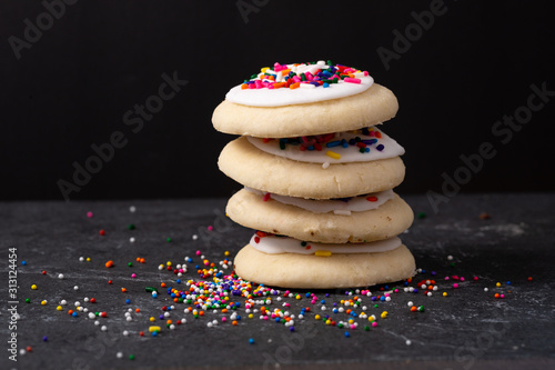 Photography Sprinkle cookies with vanilla icing