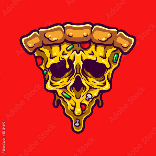 Fototapeta monster pizza illustration and tshirt design