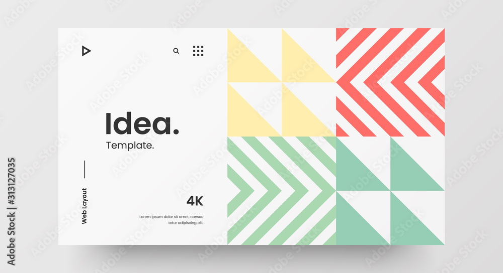 Fototapeta premium Creative horizontal website screen part for responsive web design project development. Abstract geometric pattern banner layout mock up. Corporate landing page block vector illustration template.