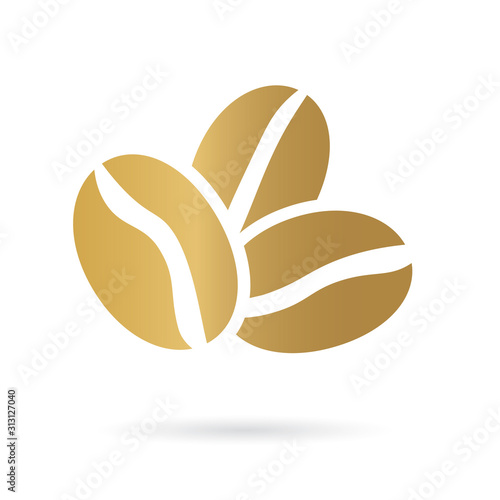 golden coffee beans icon- vector illustration
