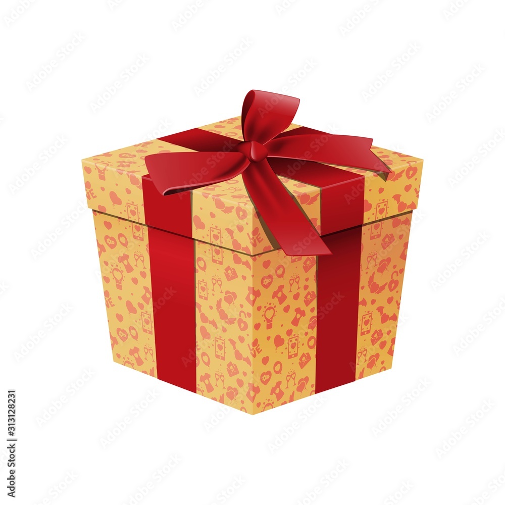 Fototapeta premium Realistic cartoon vector gift box temlate illustration