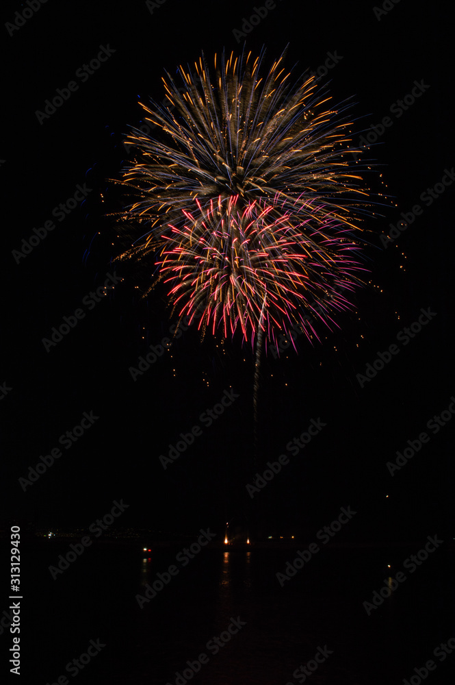 Festive fireworks over Marina del Rey channel to ring in the new year. Festive fireworks over Marina del Rey channel to ring in the new year.