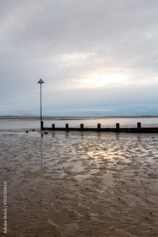 Westcliff beach, Essex, England, on a cold winter’s day