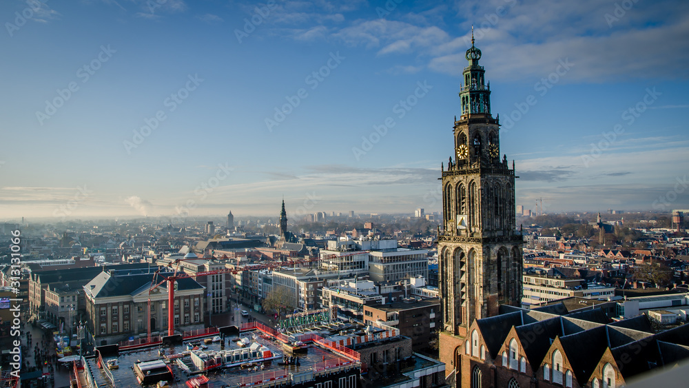 Fototapeta premium Skyline of Groningen, viewed from the Forum