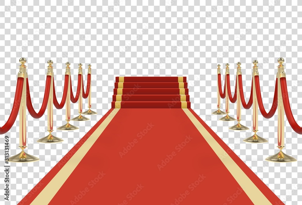 Ταπετσαρία Red carpet on stairs with red ropes on golden stanchions