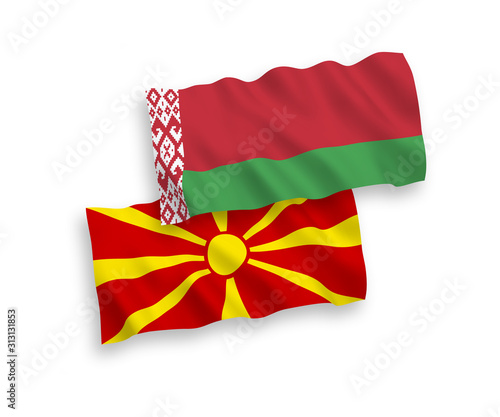 Flags of Belarus and North Macedonia on a white background