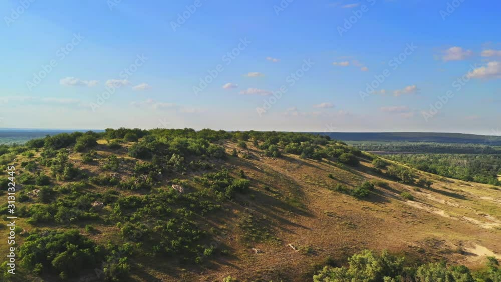 Mount Gorodishche, large stones and green trees, the nature of Russia from above Mount Gorodishche, large stones and green trees, the nature of Russia from above