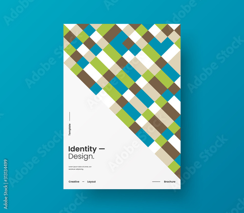 Amazing business presentation vector A4 vertical orientation front page mock up. Modern corporate report cover abstract geometric illustration design layout. Company identity brochure template.