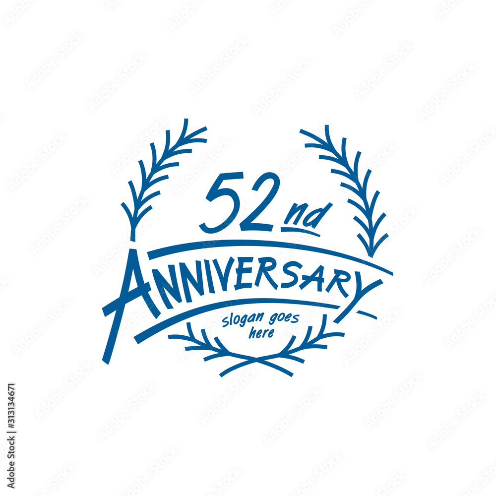 52 years design template. Fifty second years logo. Vector and illustration. 