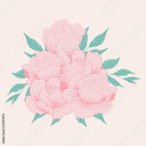 vector illustration with beautiful peony composition