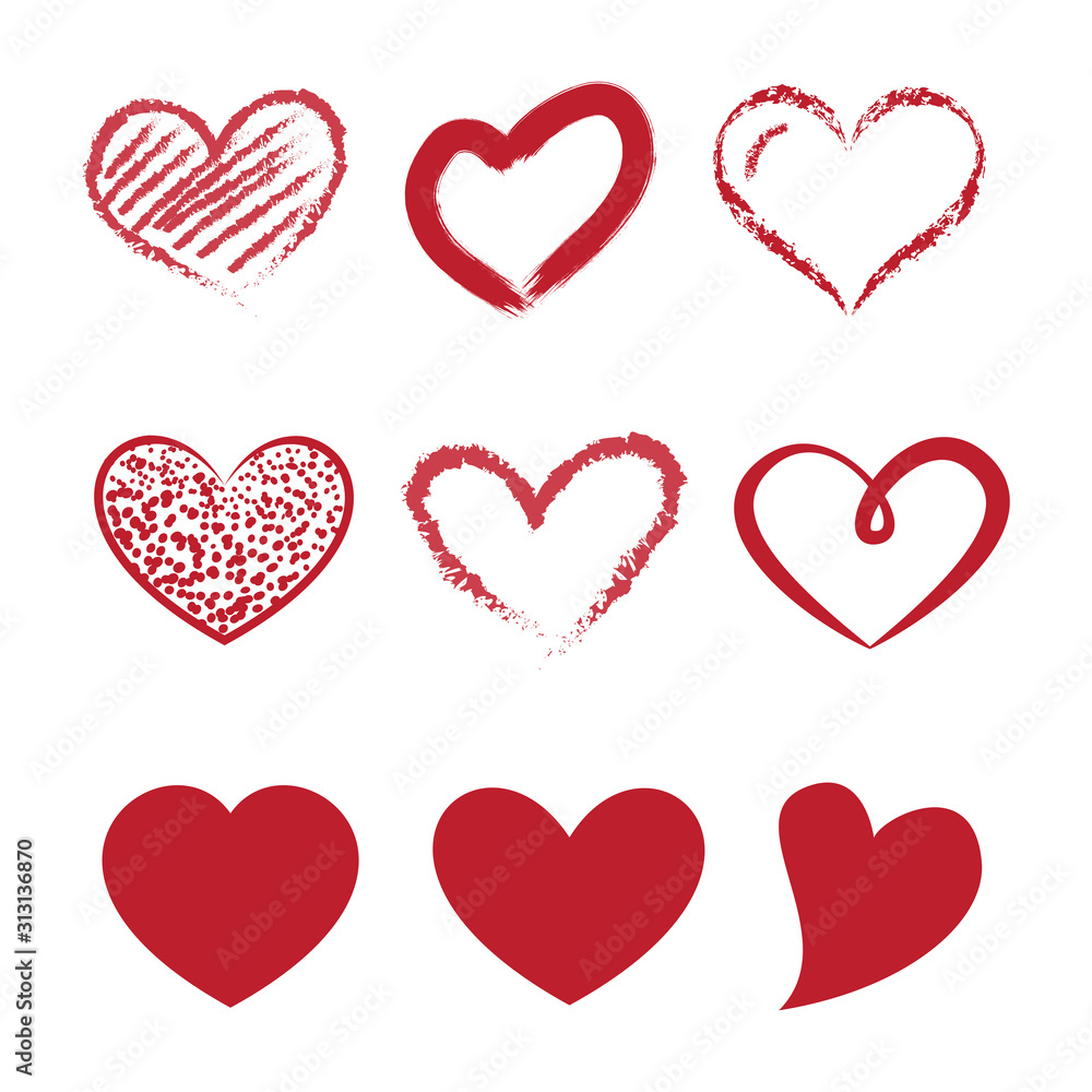Zestaw serc na Walentynki - obrazy, fototapety, plakaty 