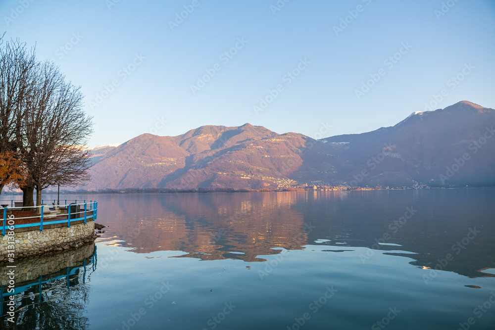 Wonderful view of Iseo lake from the city of Lovere,Bergamo,Lombardy Italy.