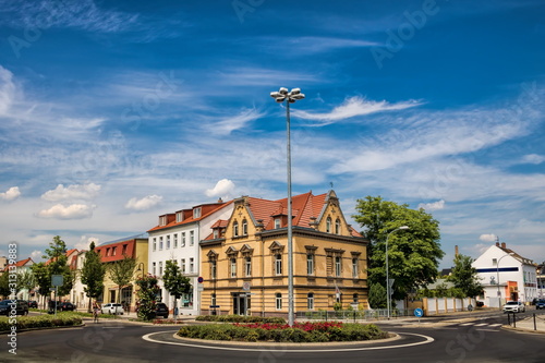 delitzsch, deutschland - stadtpanorama mit rondell photo