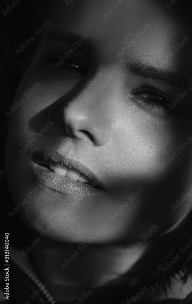 Black-white portrait of a beautiful girl Black-white portrait of a beautiful girl