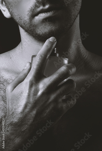 Photography sexy guy and perfume