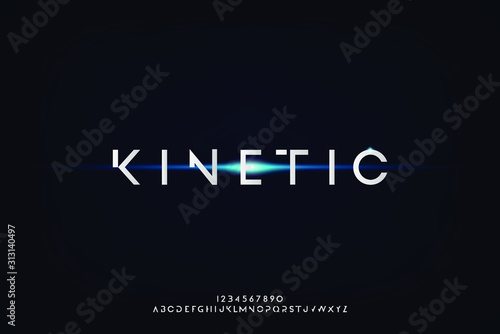 kinetic, an Abstract technology futuristic alphabet font. digital space typography vector illustration design