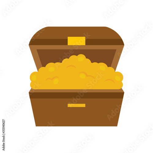 Treasure chest with a golden coins