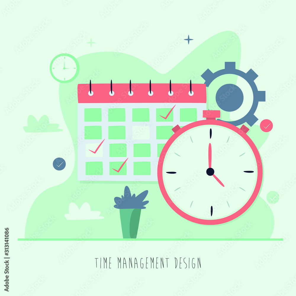 time management design concept. flat design illustration