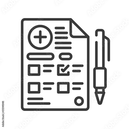 Prescription line black icon. Drug list for shopping. Pictogram for web, mobile app, promo. UI UX design element. Editable stroke.
