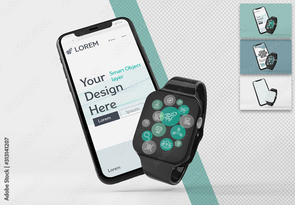 Smart Watch and Phone Mockup Stock Template Adobe Stock