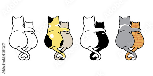 cat vector kitten valentine heart calico icon logo symbol cartoon character illustration doodle design